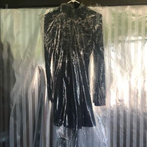 Navy, A-line lace dress